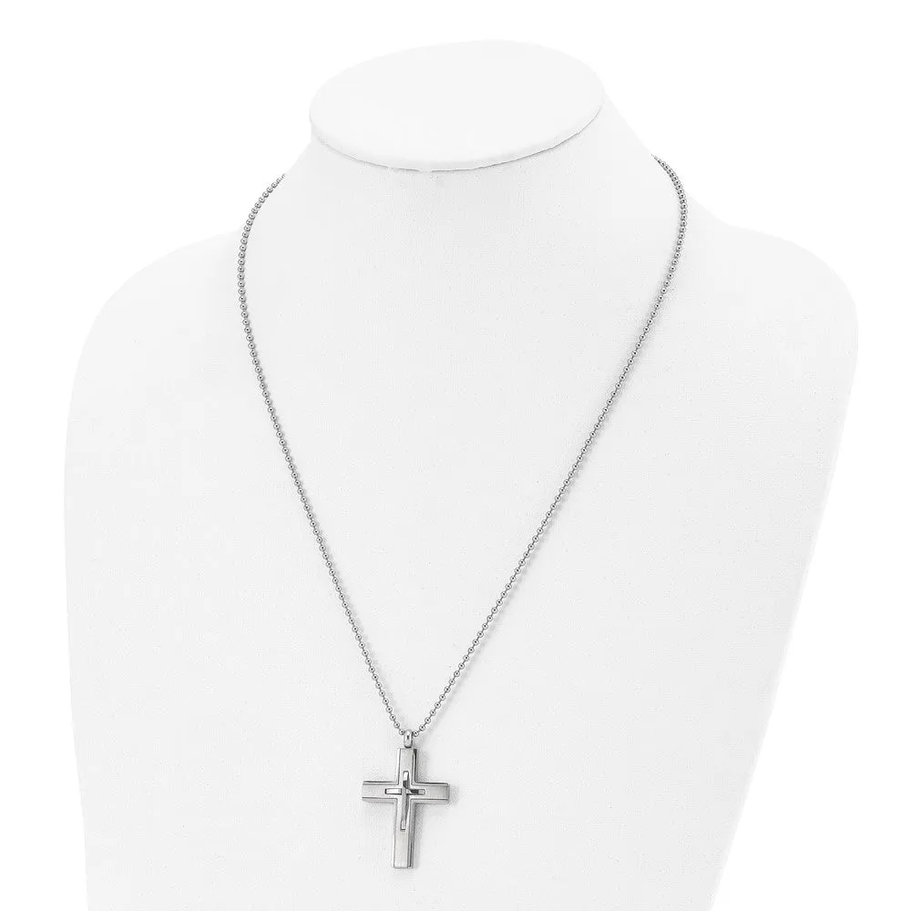 Men's Titanium & Stainless Steel Cross Necklace, 22 Inch