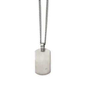 Men's Titanium .02 Ct Diamond Brushed Dog Tag Necklace, 22 Inch