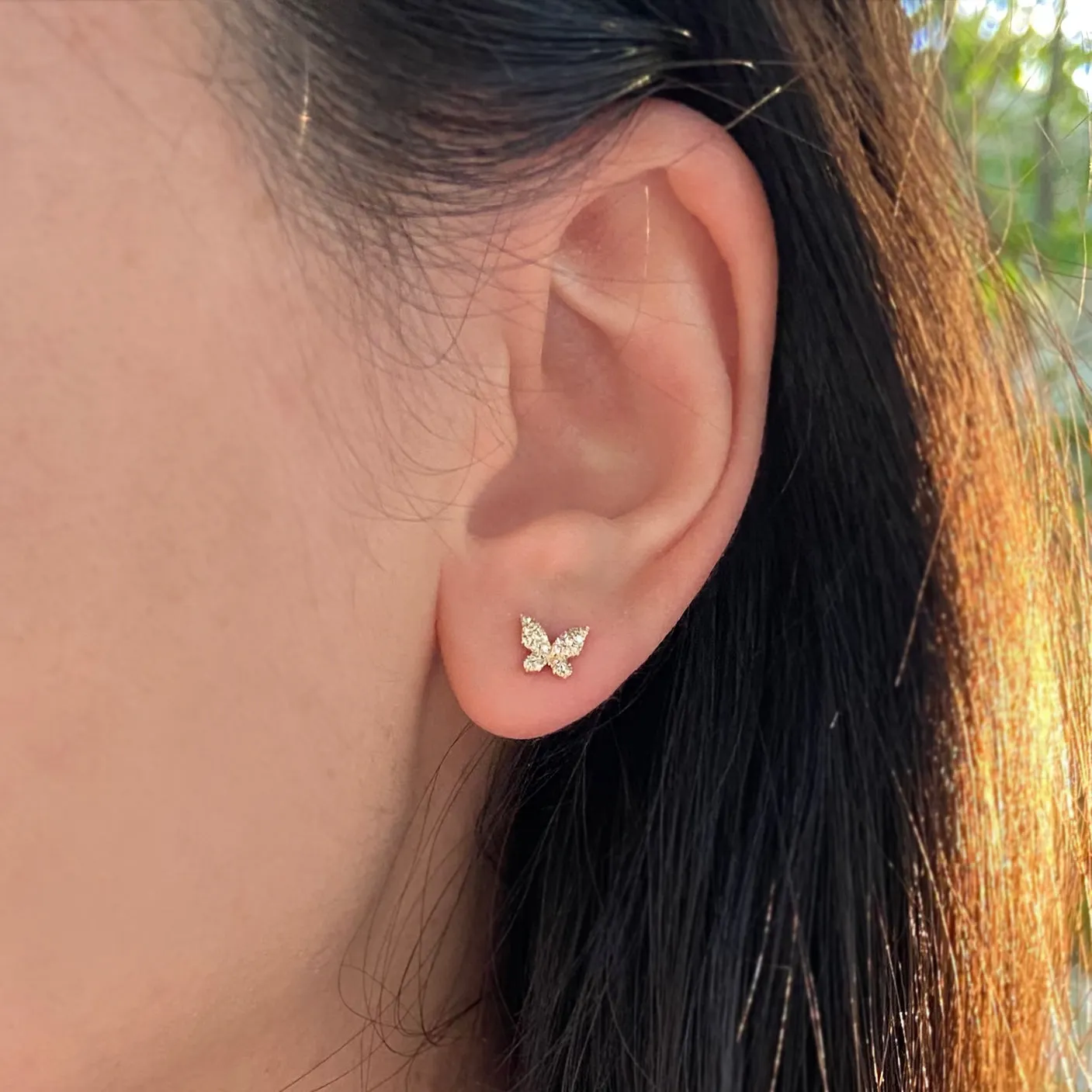 Mini Diamond Butterfly Stud Earrings