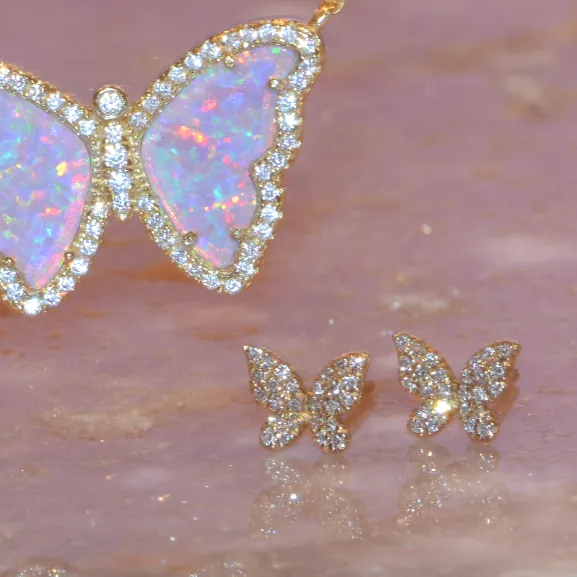 Mini Diamond Butterfly Stud Earrings