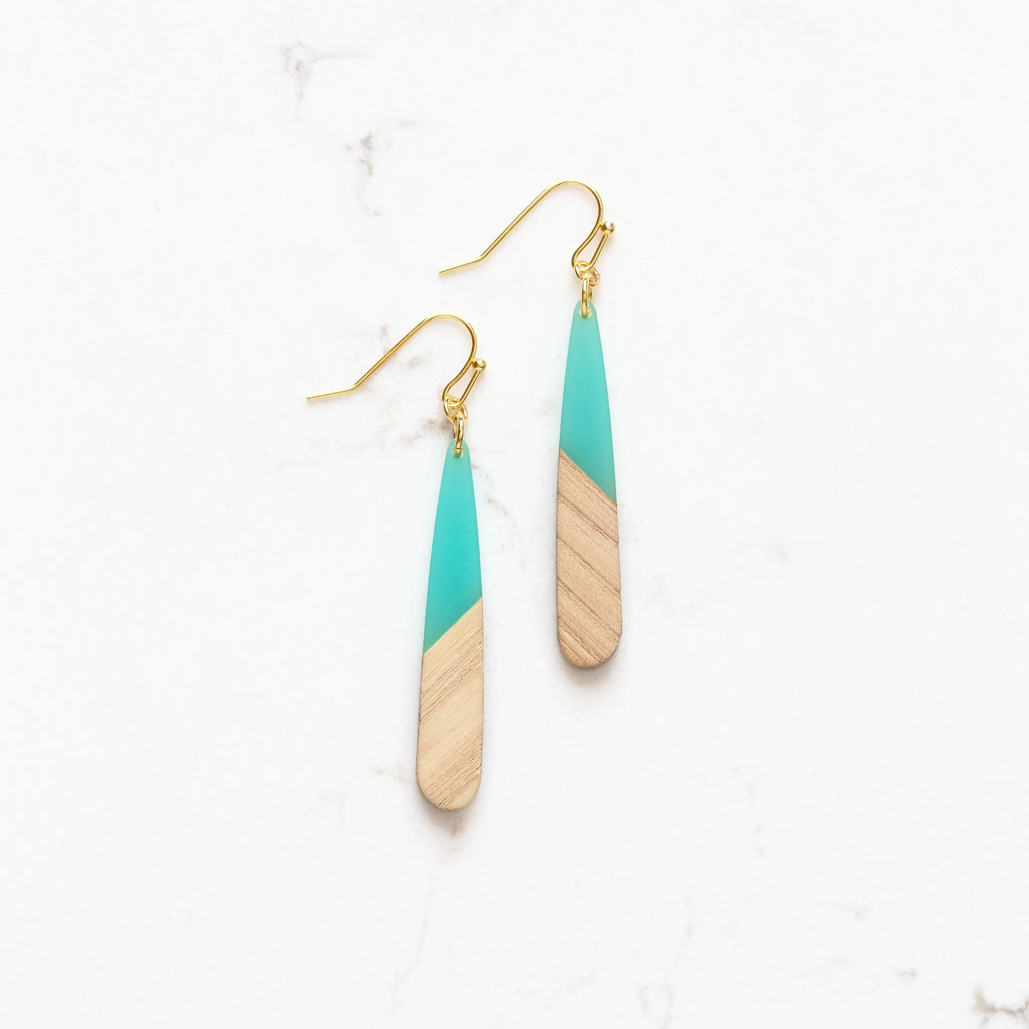 Mini Wood and Acetate Dangle Earrings