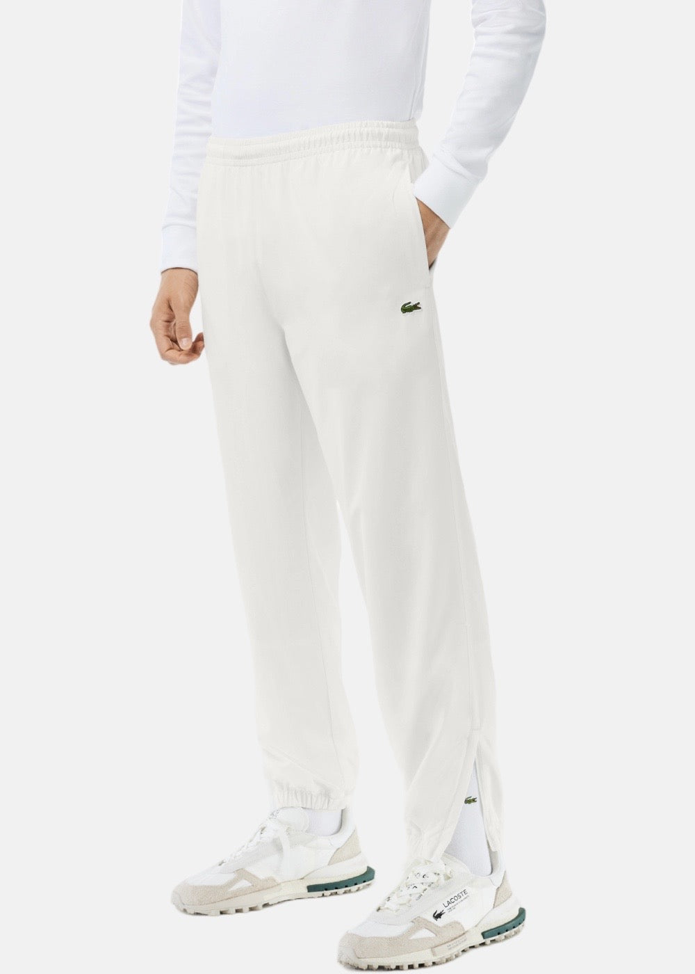 Pantalon de survêtement Lacoste en tissu déperlant blanc