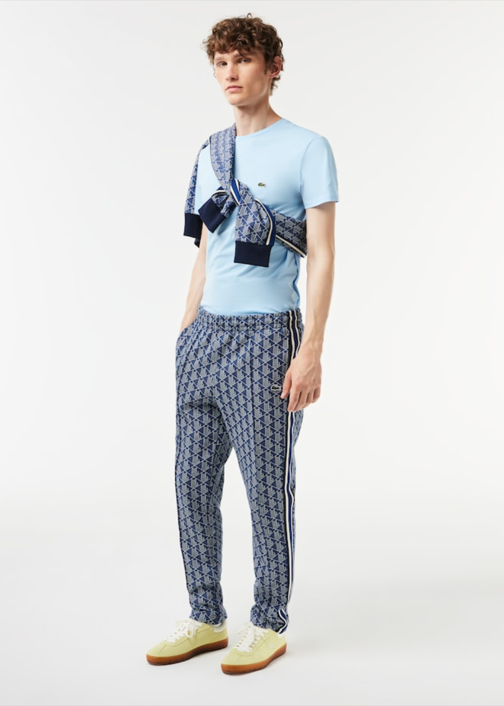 Pantalon de survêtement Lacoste monogramme bleu