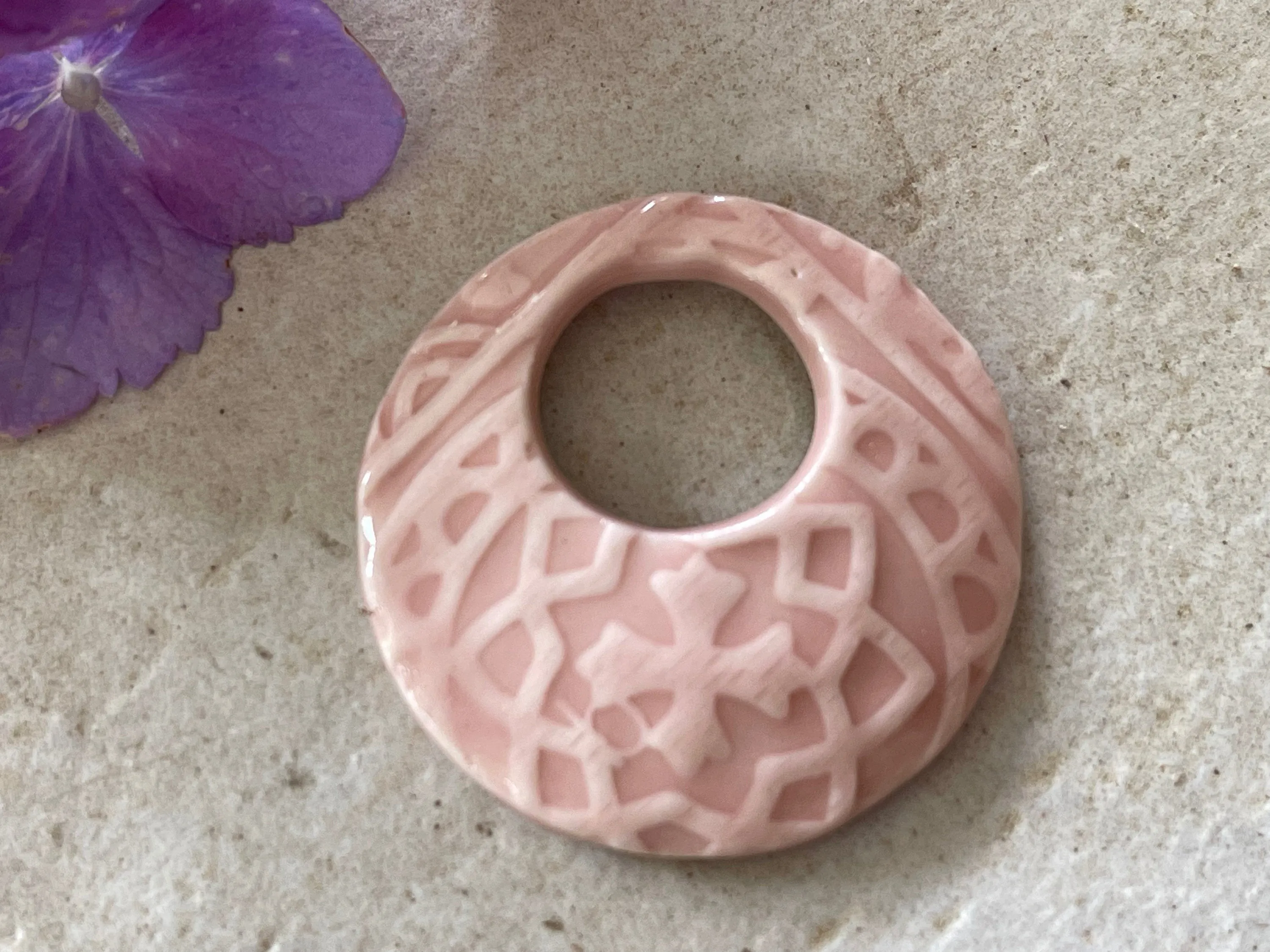 Pink Pendant, Circle Pendant, Focal Bead, Necklace Bead, Necklace Component, Jewelry Component, DIY necklace, Moroccan Pendant