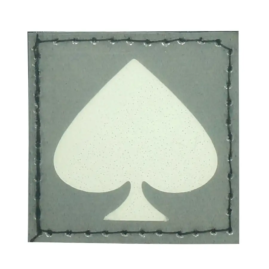 PLAYING CARD SYMBOL SPADES GITD PATCH - BLUE GLOW IN THE DARK