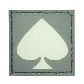 PLAYING CARD SYMBOL SPADES GITD PATCH - BLUE GLOW IN THE DARK