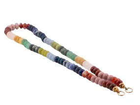 Rainbow Bead Long Necklace Hand Knotted 14K Gold Filled Loops R4323