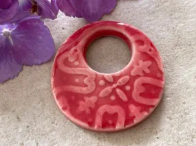 Red Pendant, Circle Pendant, Focal Bead, Necklace Bead, Necklace Component, Jewelry Component, DIY necklace, Moroccan Pendant