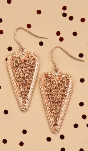 Rose Gold Bling Mini Heart Earrings