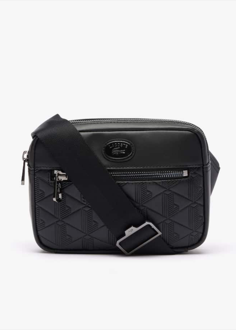 Sacoche bandoulière Lacoste reporter bag en cuir noir