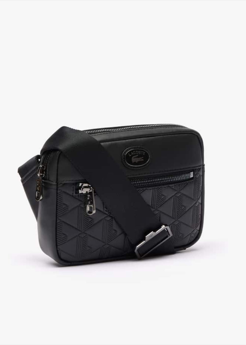 Sacoche bandoulière Lacoste reporter bag en cuir noir