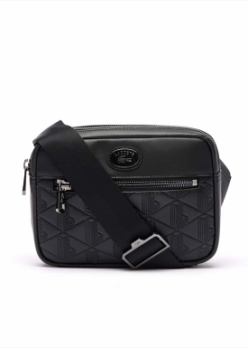 Sacoche bandoulière Lacoste reporter bag en cuir noir