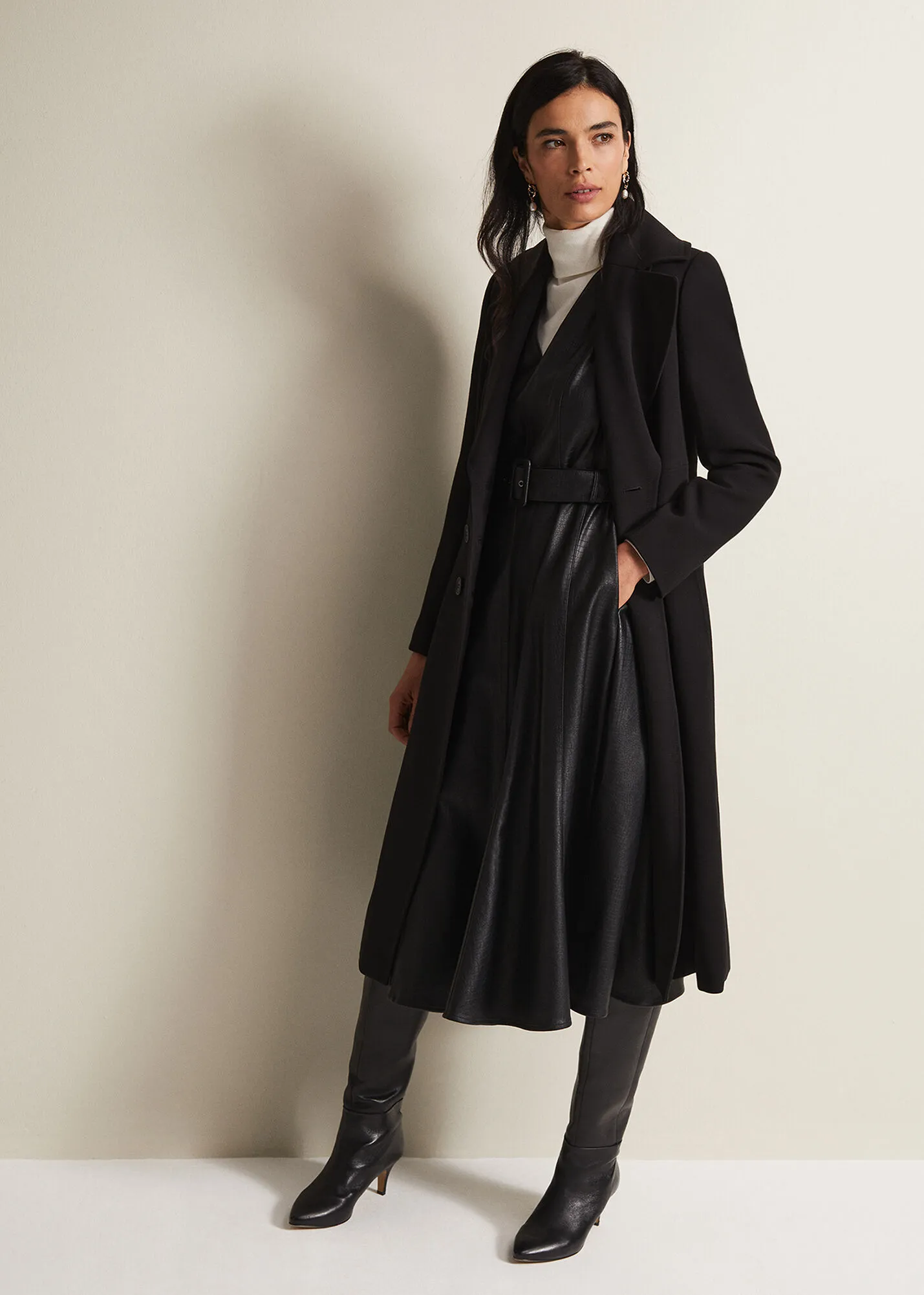 Sandra Black Long Smart Coat