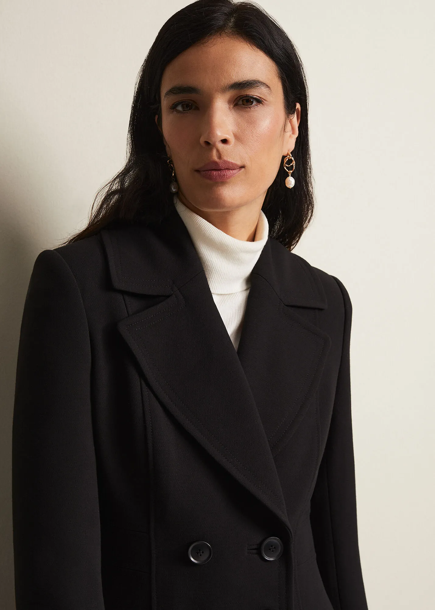 Sandra Black Long Smart Coat