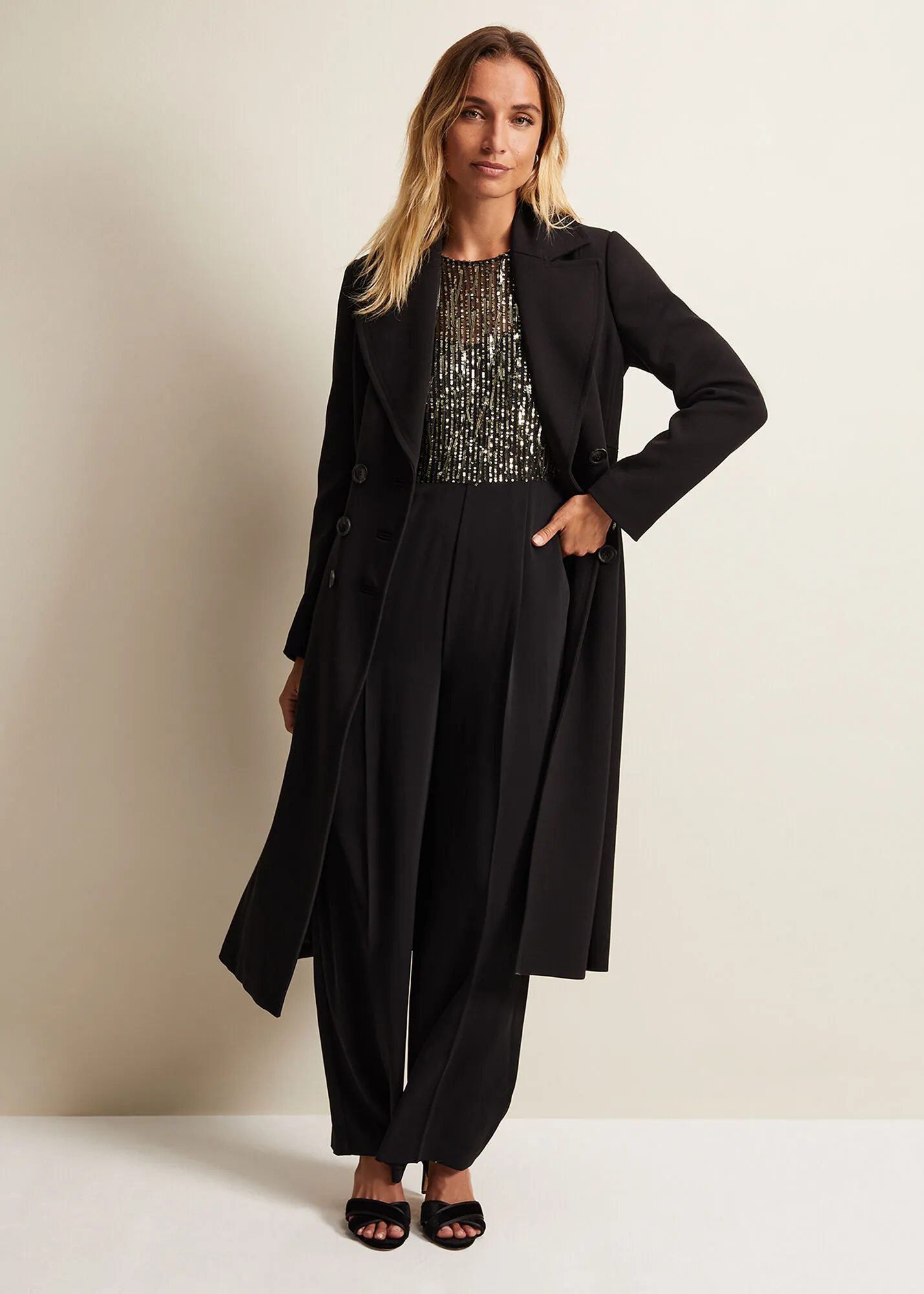 Sandra Black Long Smart Coat