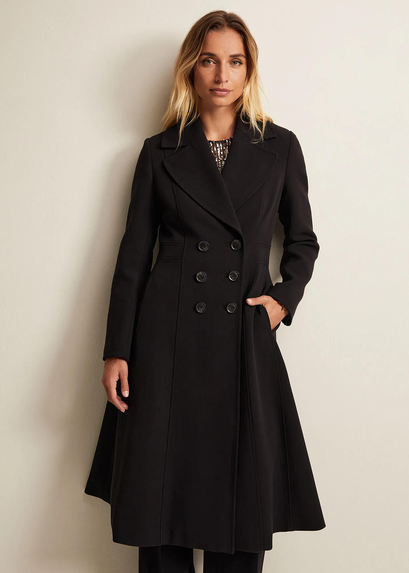 Sandra Black Long Smart Coat