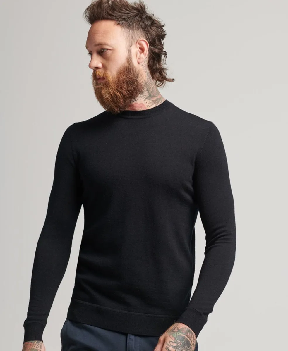 Superdry Crew Neck Merino Studios Jumper Nightwatch Black