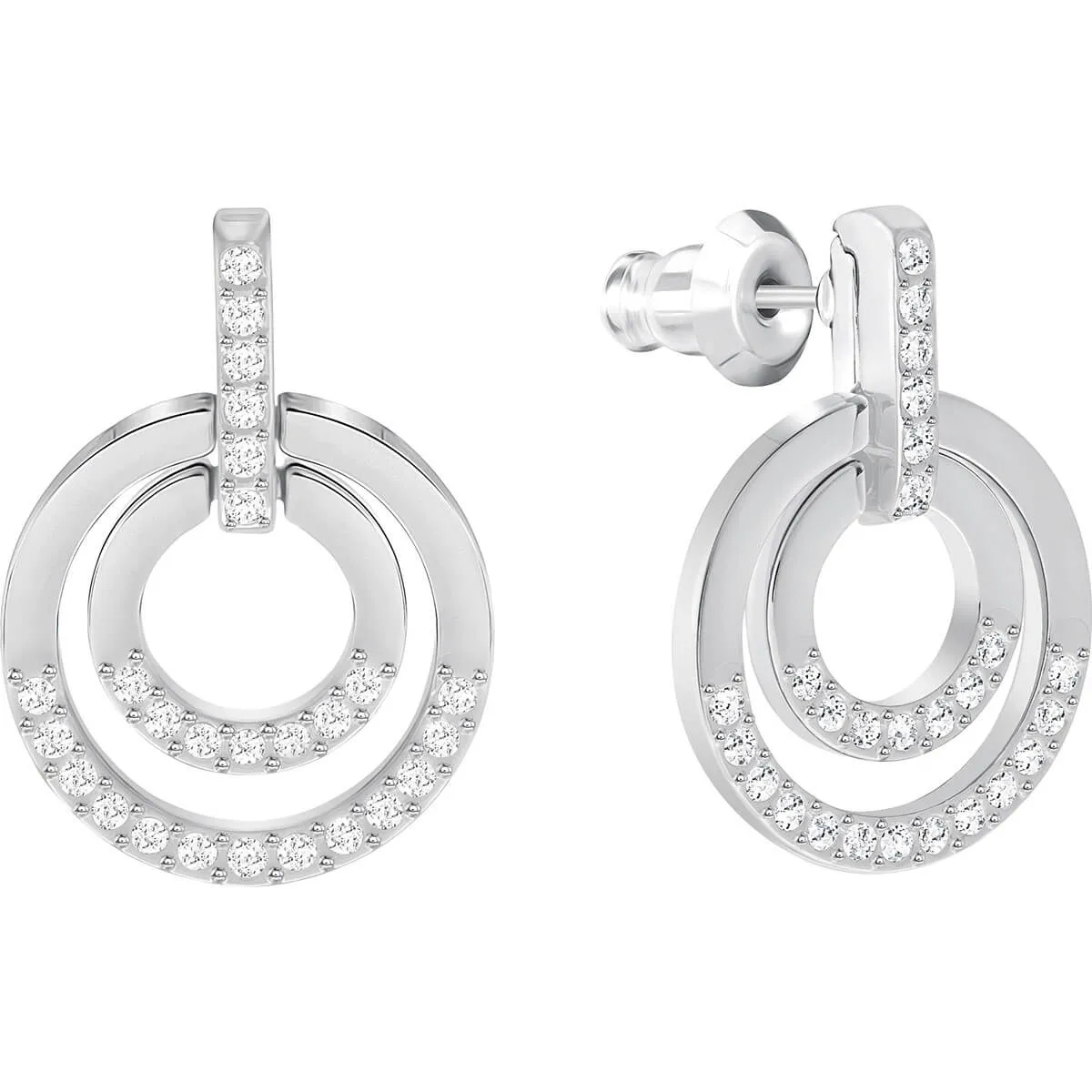 Swarovski Clear Crystal Pierced Mini Hoop Earrings CIRCLE, Rhodium -5349203