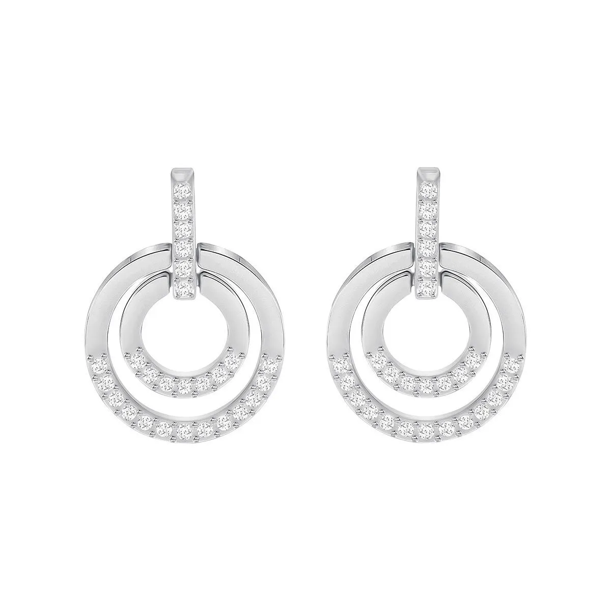 Swarovski Clear Crystal Pierced Mini Hoop Earrings CIRCLE, Rhodium -5349203