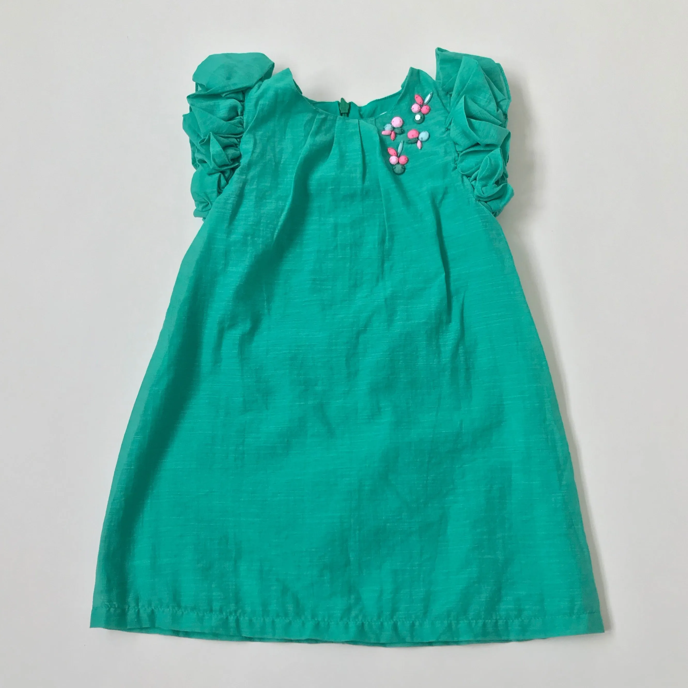 Tartine et Chocolat Green Cotton Mix Dress With Bead Trim: 3 Years (Brand New)