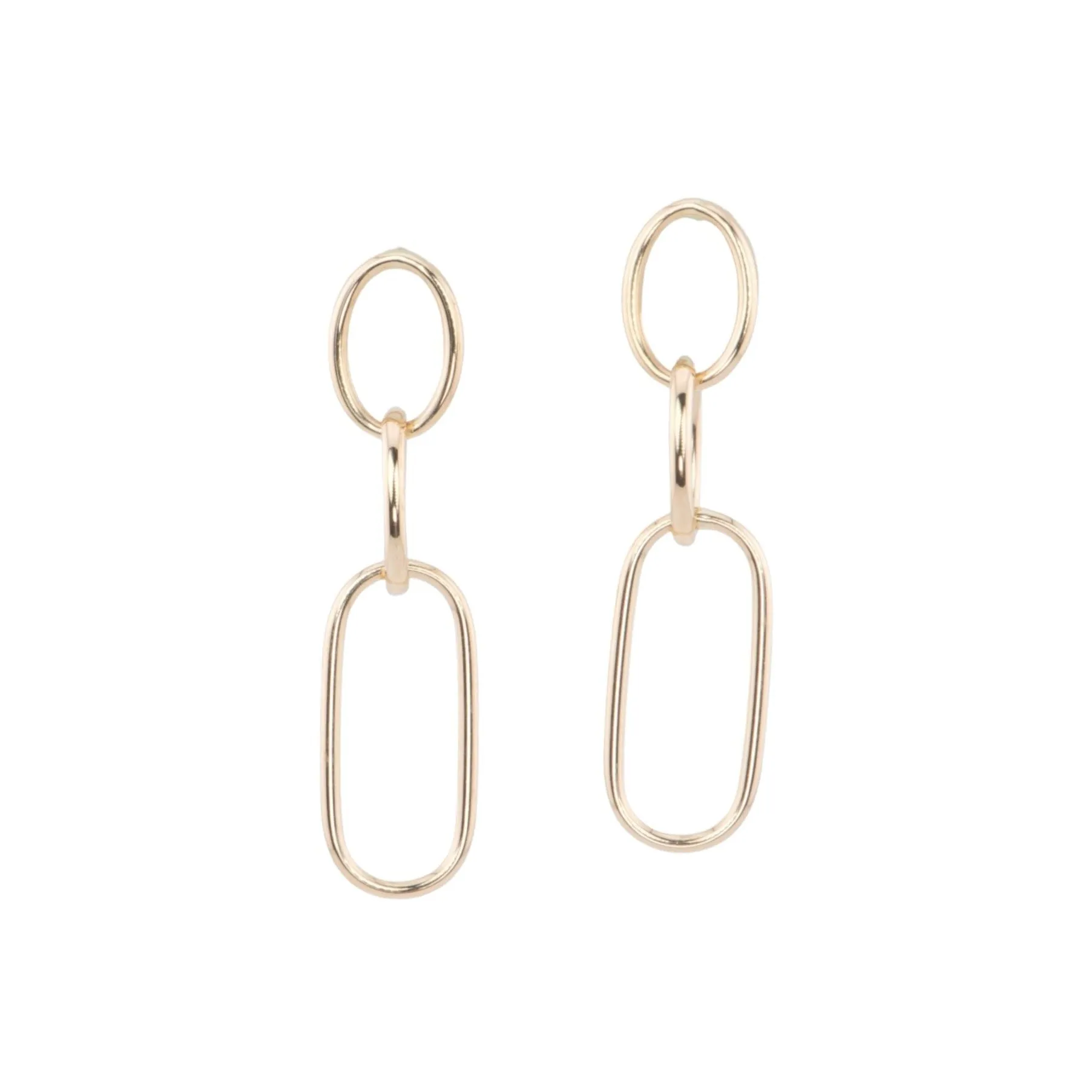 Triple Oval Long Earrings 14K Gold 43x10mm R3179