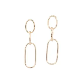 Triple Oval Long Earrings 14K Gold 43x10mm R3179