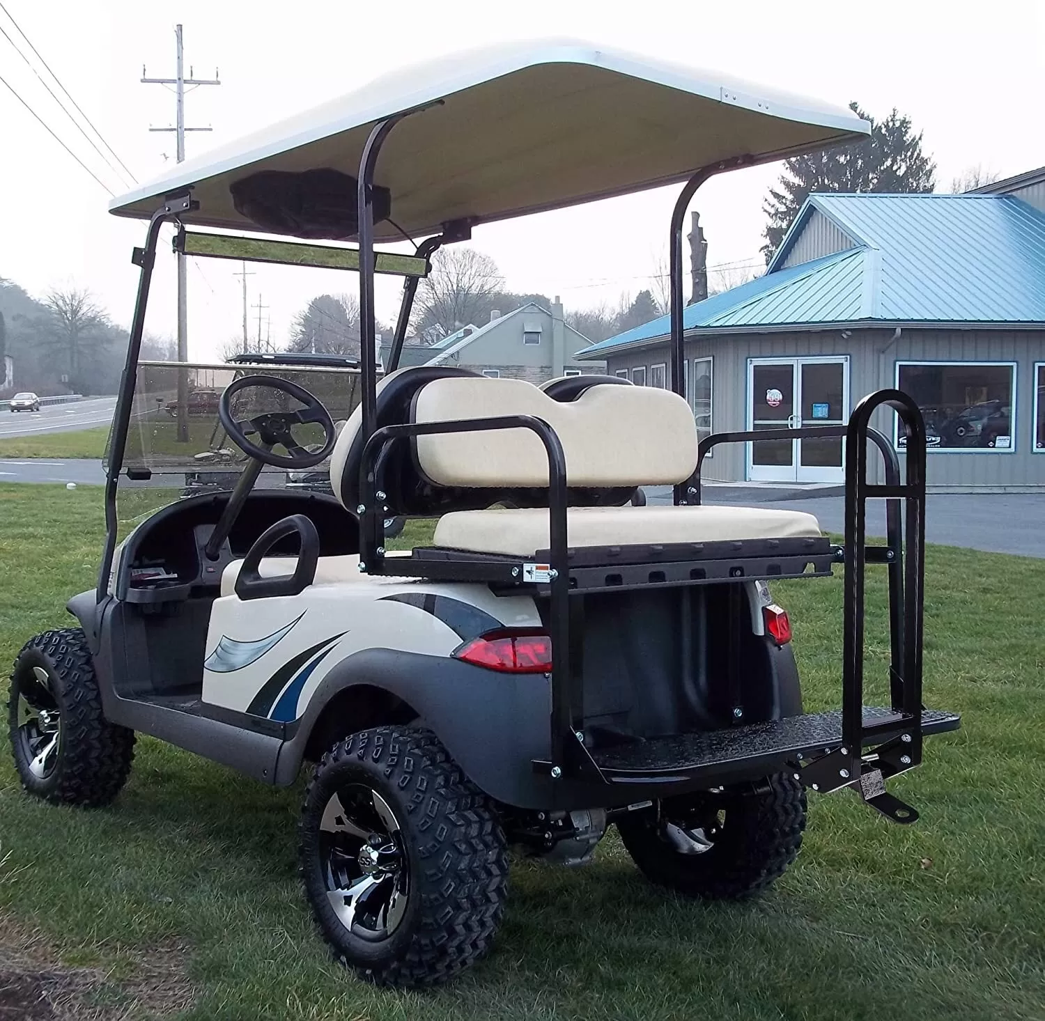 Universal Golf Cart Trailer Hitch and Armrest Kit with Cup Holders - 10L0L