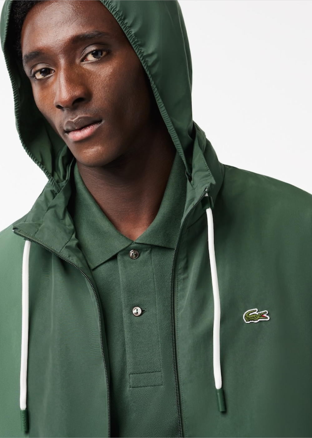 Veste Lacoste à capuche réversible déperlant vert